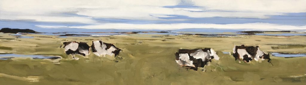 Koeien in het veld - 100x80 olieverf op doek